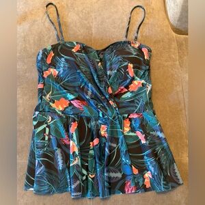Nicole Miller Blue Peplum Bustier Swim Camisole